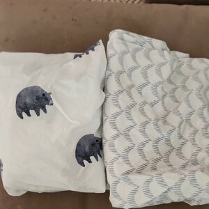 Pottery Barn Kids Bear and Wave Bedding Set - White and Blue